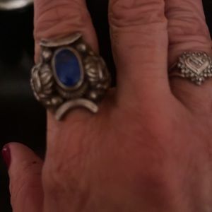 Silver lapis vintage ring